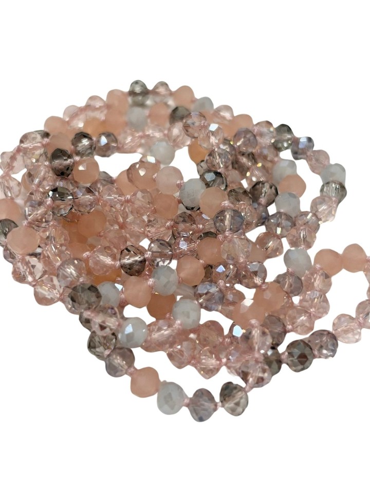 Collar de cristal en tonos rosas y grises
