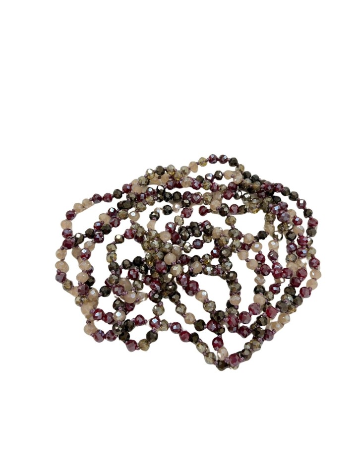 Collar de mini cristales en tonos granates, grises y rosas