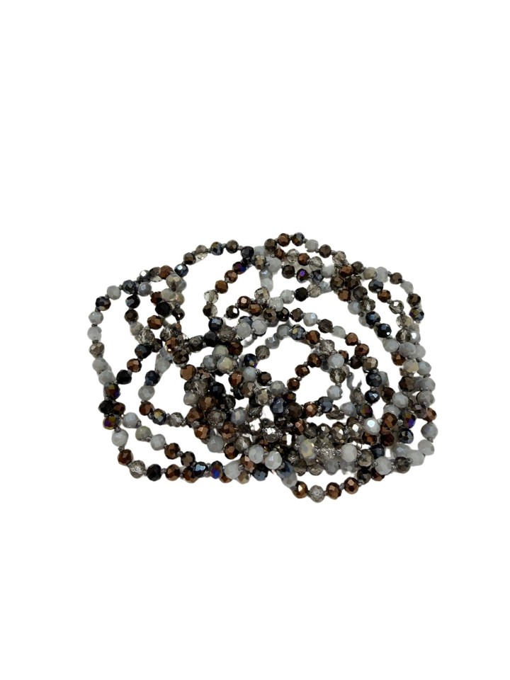 Collar de mini cristales en tonos grises y marrones