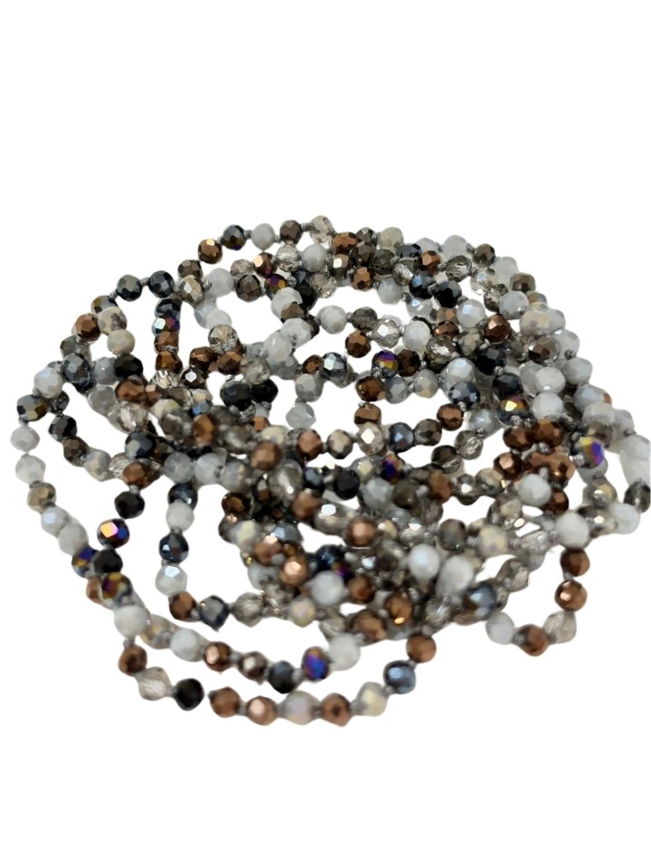 Collar de mini cristales en tonos grises y marrones