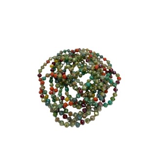Collar de mini cristales en tonos verdes, granates y naranjas