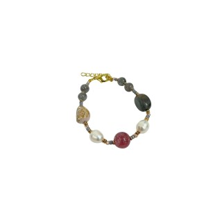 Pulsera de ágatas y perlas