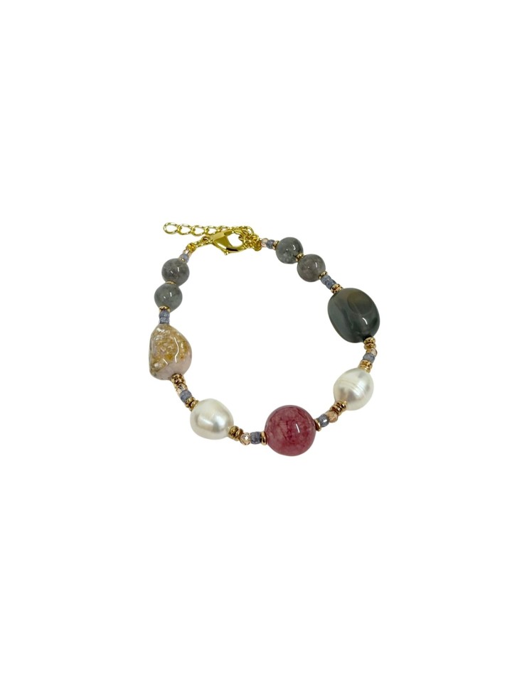 Pulsera de ágatas y perlas