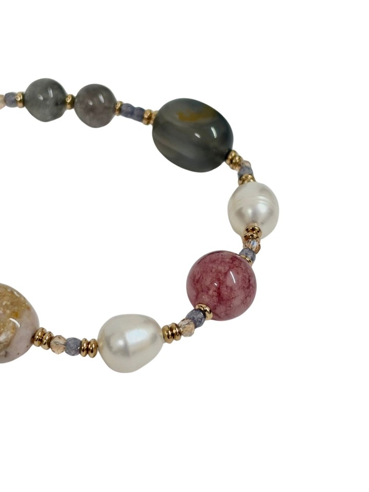 Pulsera de ágatas y perlas