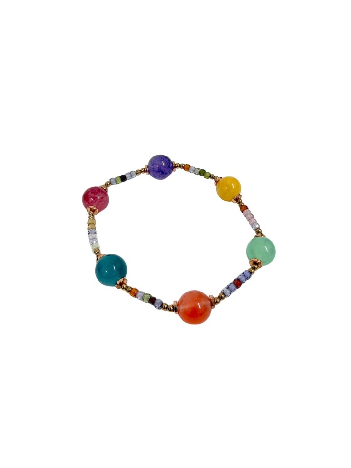 Pulsera elástica de jades teñidos y piedras