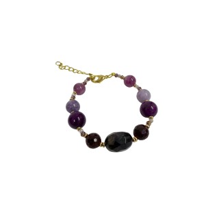Pulsera de ágatas y perlas en tonos morados