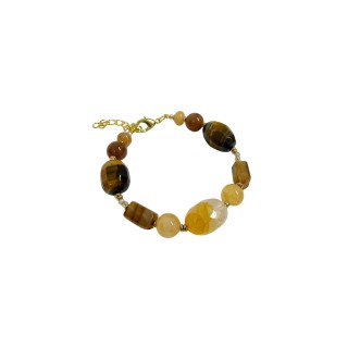 Pulsera de ágatas y perlas en tonos marrones