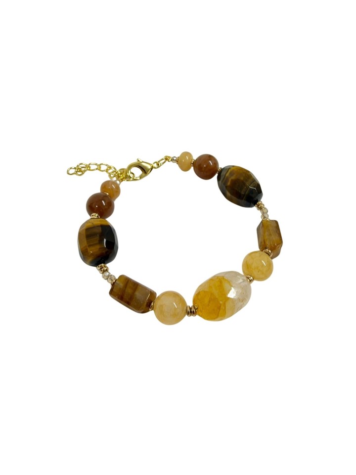 Pulsera de ágatas y perlas en tonos marrones