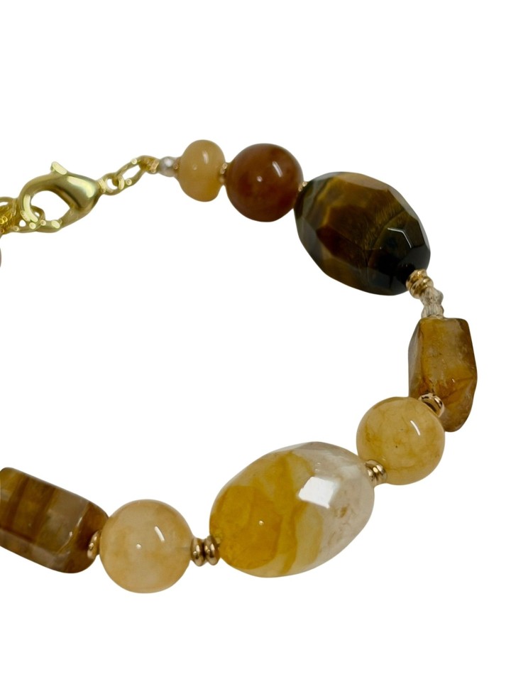 Pulsera de ágatas y perlas en tonos marrones