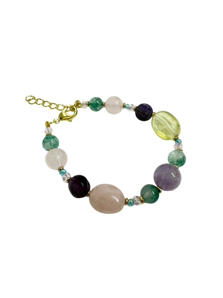 Pulsera de ágatas y perlas en multicolor