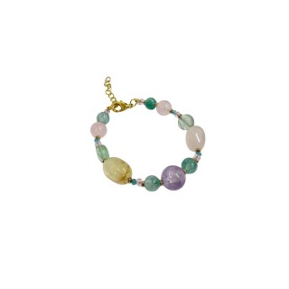 Pulsera de ágatas y perlas en piedras de colores