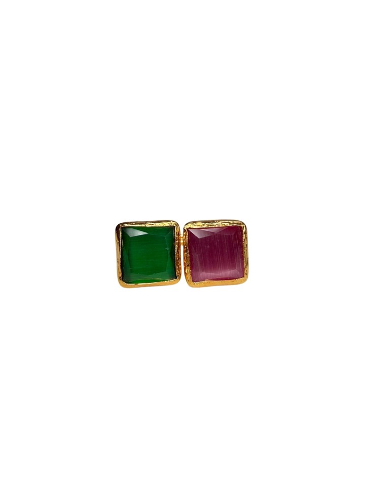 Anillo Ankara verde y rosa