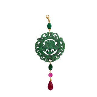 Colgante Oriental verde y fresa