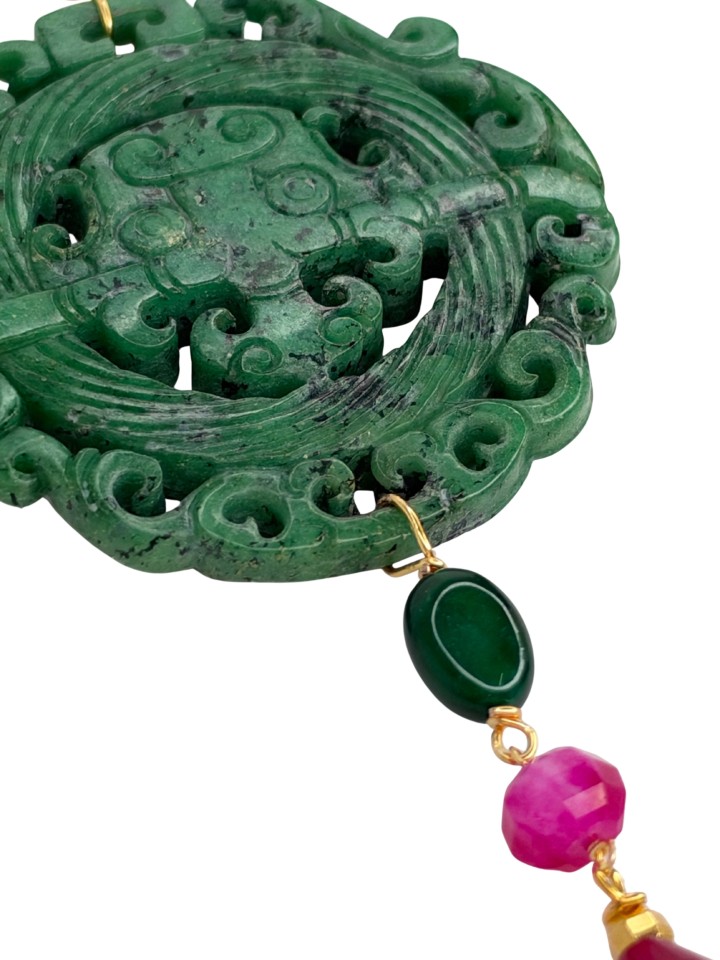 Colgante Oriental verde y fresa